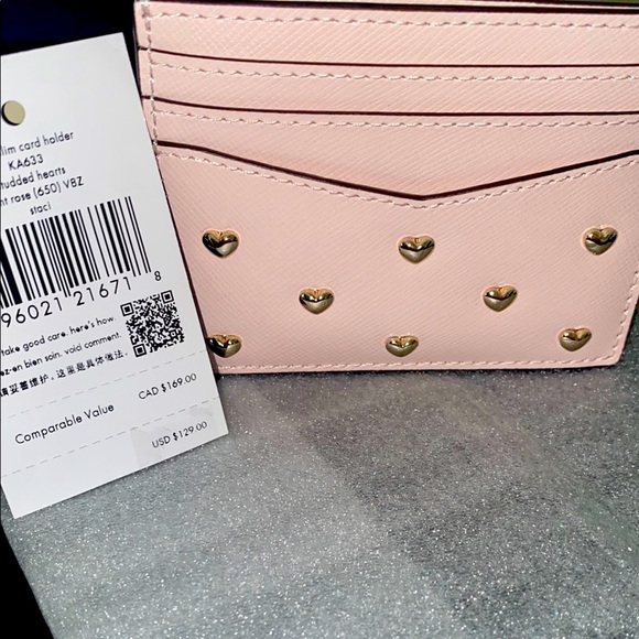 Kate Spade Pink Card Holder with Heart 🤍 Accents NWT 🏷 - Picture 8 of 8
